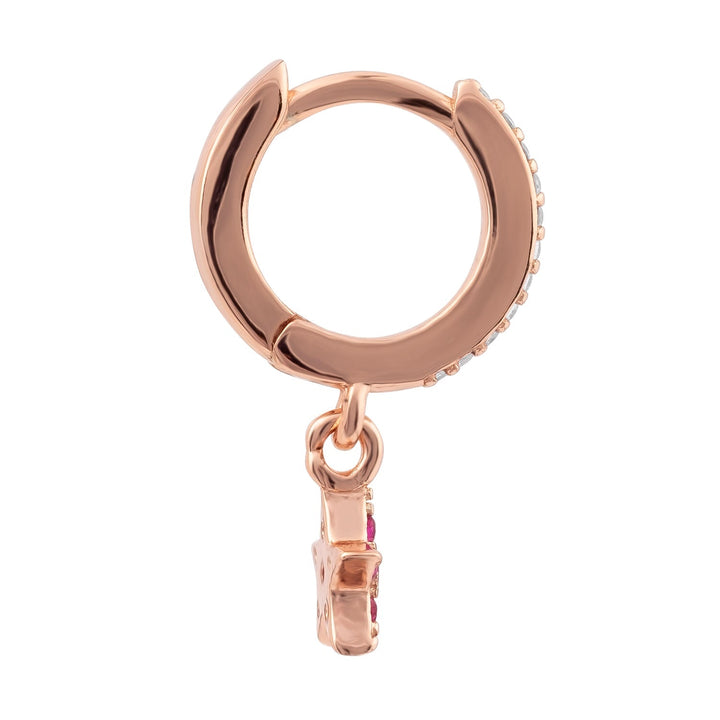 ORECCHINO PIERCING CERCHIO ORO ROSA STELLA CADENTE