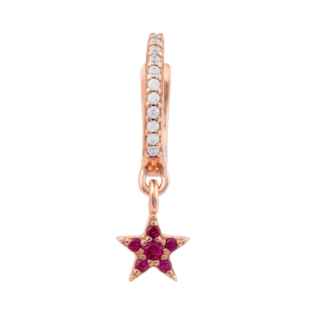 ORECCHINO PIERCING CERCHIO ORO ROSA STELLA CADENTE
