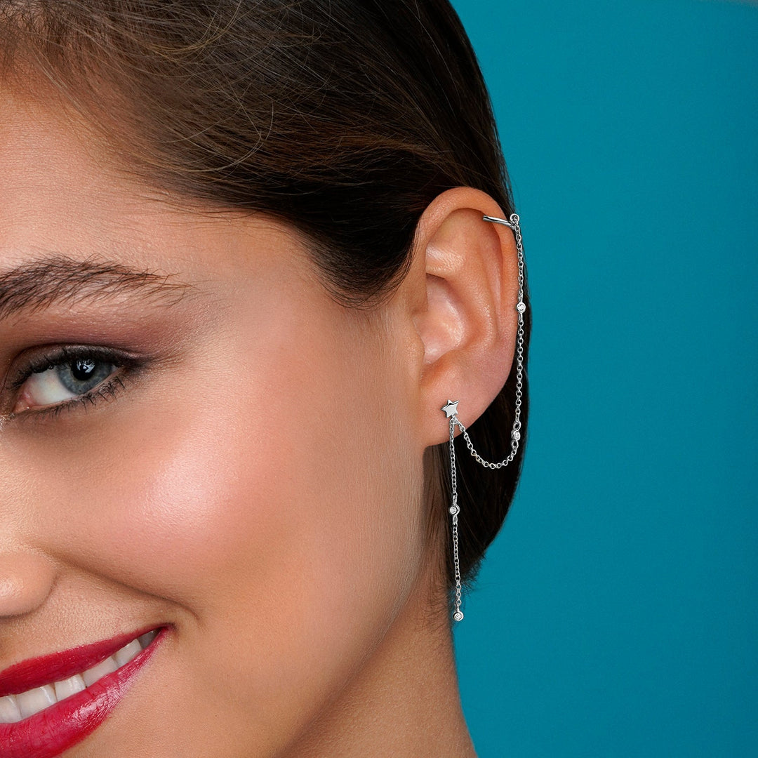 PENDIENTE PIERCING MÚLTIPLE DE PLATA TREVI