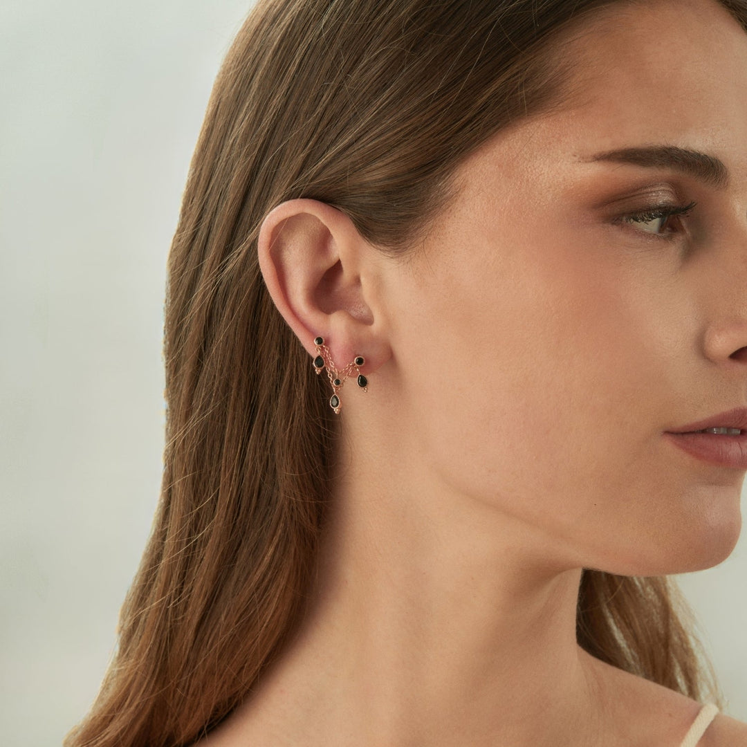 MULTIPLE ROSE GOLD PIERCING EARRING CHANDELIER
