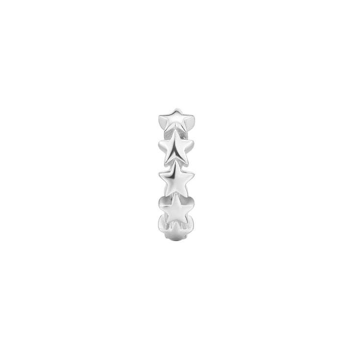 STAR-SEQUENCE SILVER HOOP PIERCING EARRING  