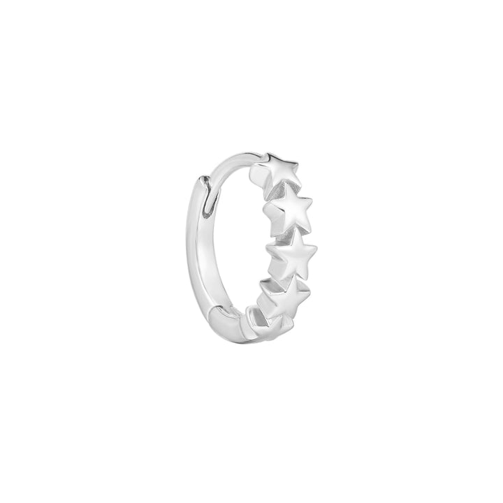 STAR-SEQUENCE SILVER HOOP PIERCING EARRING  