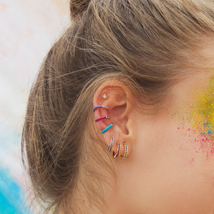 PENDIENTE PIERCING ARO ORO AMARILLO LILA HOLI HOOP