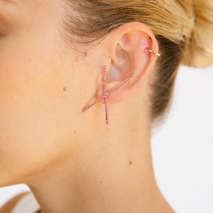 ORECCHINO PIERCING ORO ROSA SPINELLE XXL XA