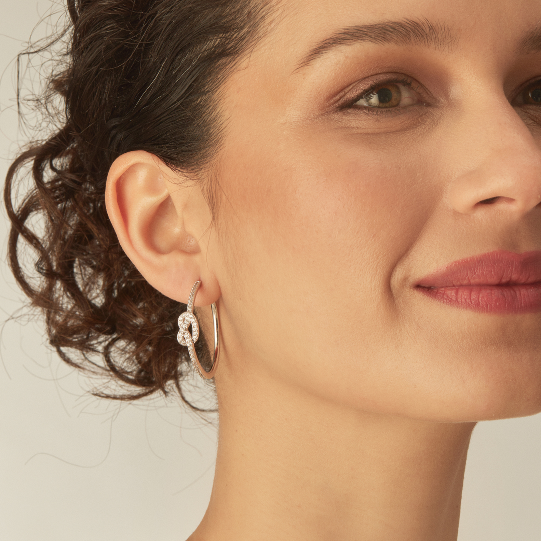 SILVER KNOT HOOPS