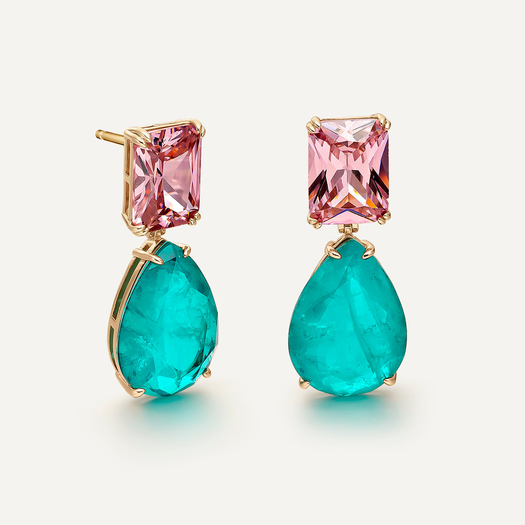 Paraiba Rose Drop Ohrringe