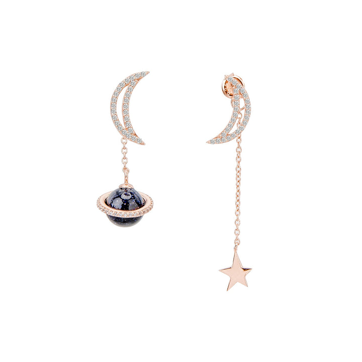 Asymmetrische Ohrringe Roségold Galaxy  