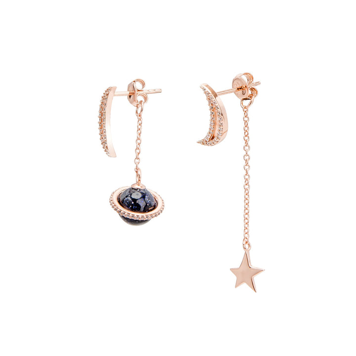 Asymmetrische Ohrringe Roségold Galaxy  