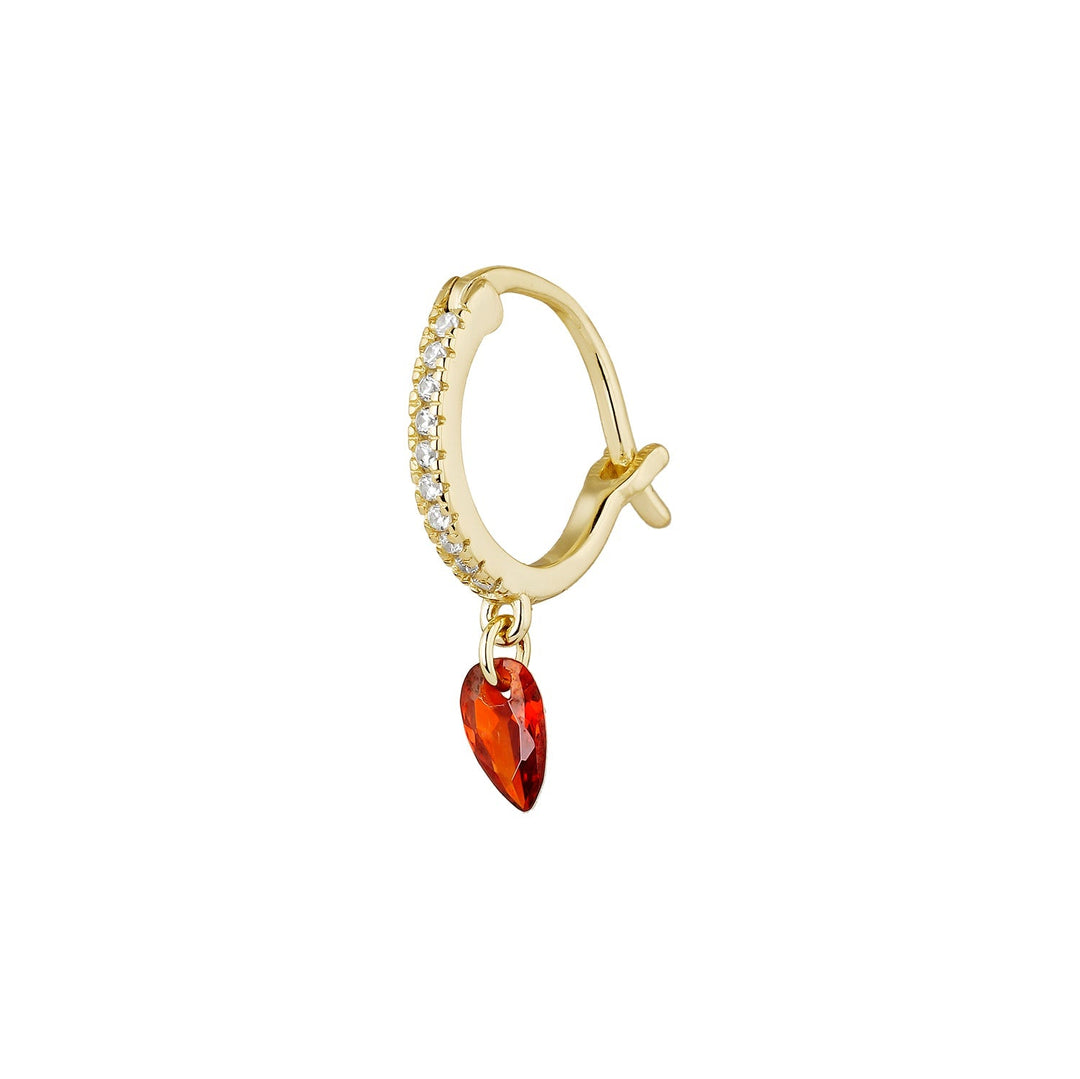 ORECCHINO PIERCING CERCHIO ORO GIALLO GRANATO CHIC